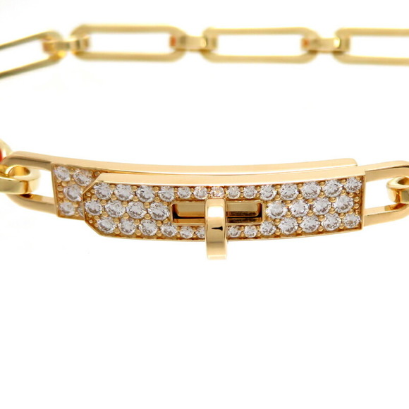 HERMES 750YG Diamond Kelly Chain Women's Bracelet 750 Yellow Gold - Picture 3 of 6